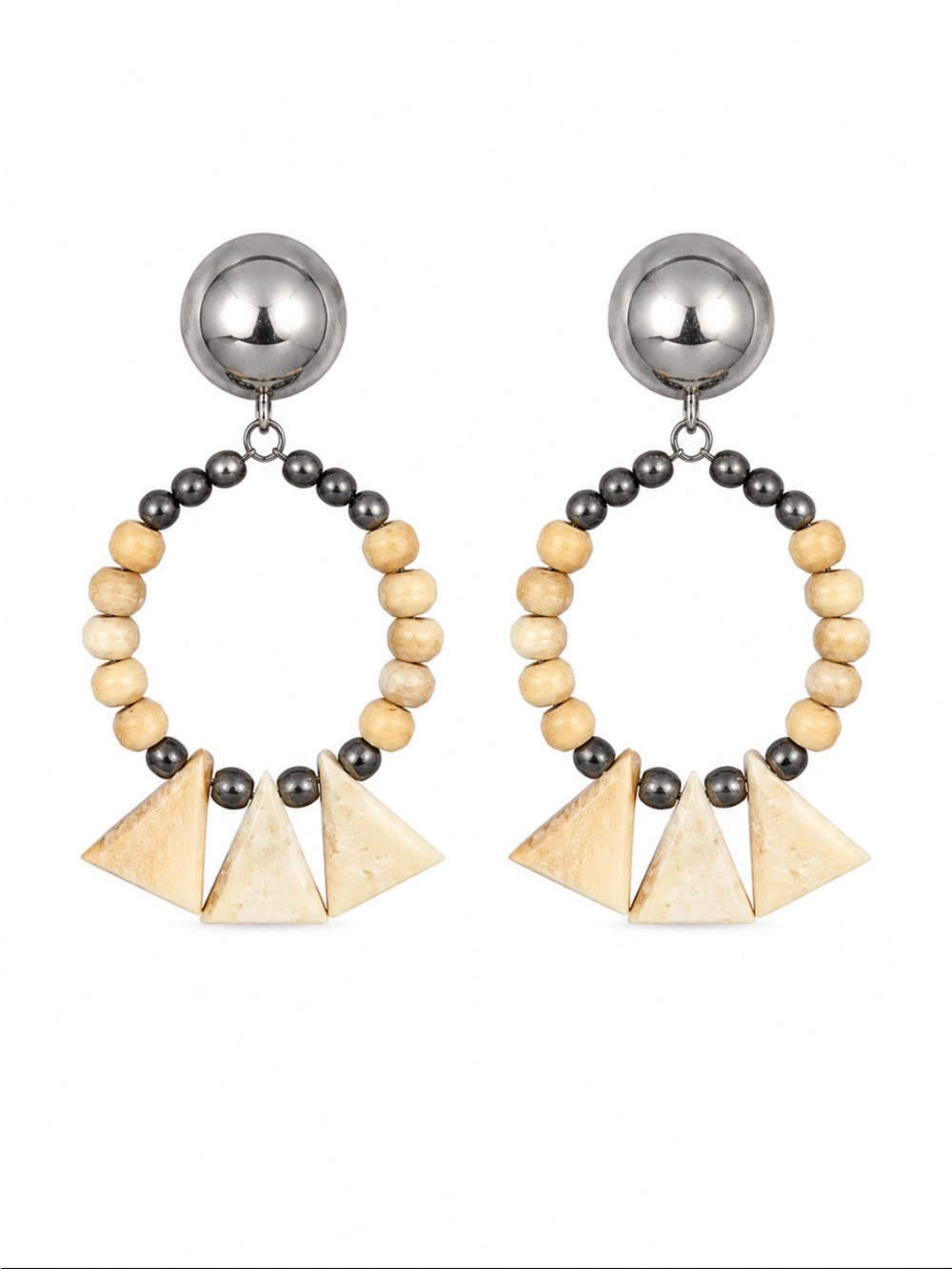 Vintage Bone Clip On Earrings